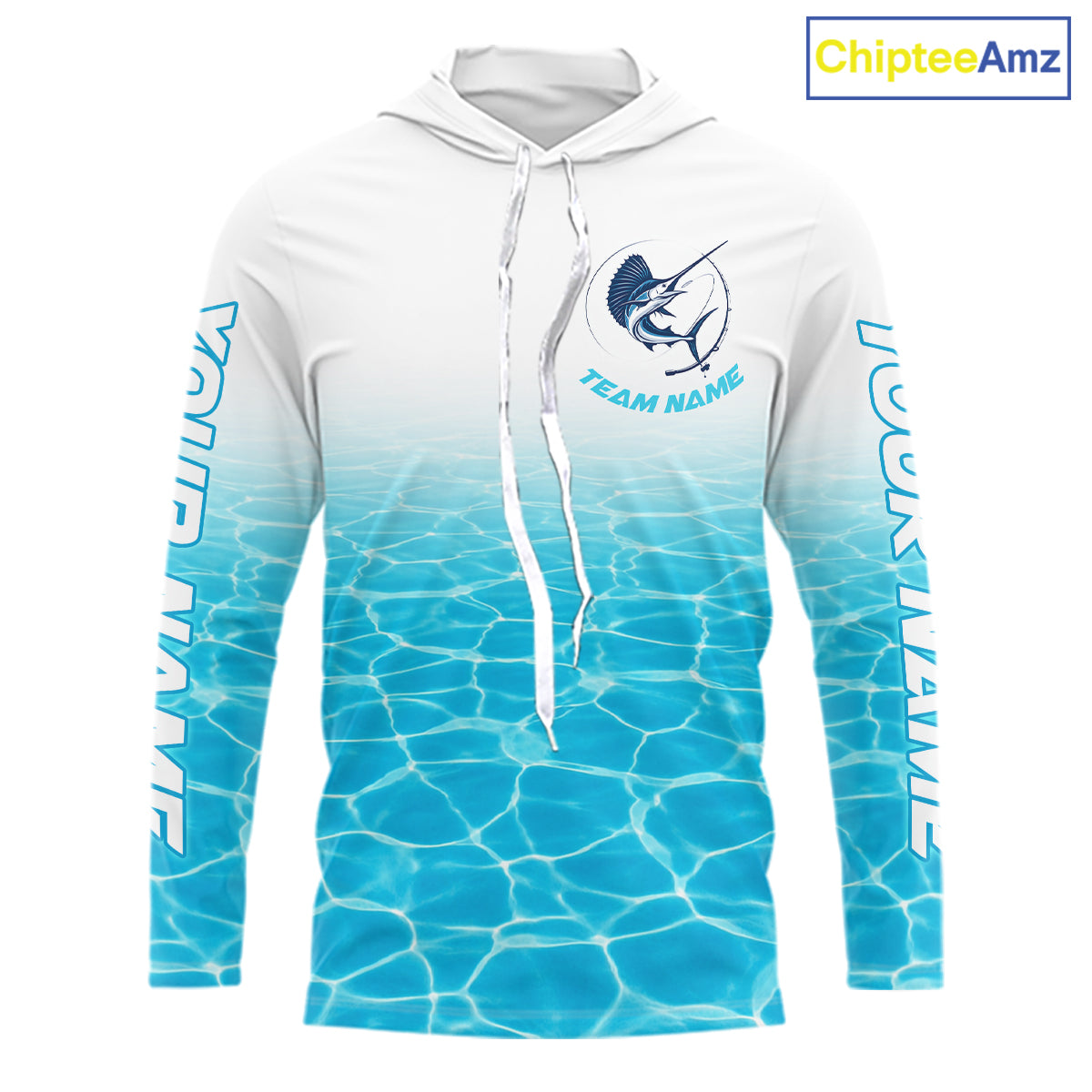 Custom Marlin Fishing Long Sleeve Hooded Performance Fishing Shirts, Marlin Saltwater Fishing Shirt NBT620