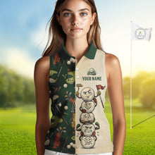 Load image into Gallery viewer, Funny Golf Ball Vintage 1990S Golf Pattern Womens Sleeveless Golf Polo Shirt, Golf Attire For Ladies, Golfer Gifts NBT616