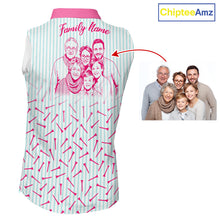 Load image into Gallery viewer, back view of matching family golf polo shirt custom name family outfits