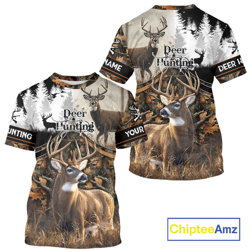 Custom Whitetail Deer Hunting Shirt Camouflage Deer Hunter Custom Name, Hunting Gift NBT291