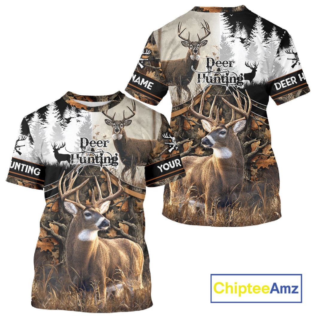Custom Whitetail Deer Hunting Shirt Camouflage Deer Hunter Custom Name, Hunting Gift NBT291