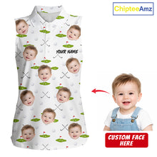 Load image into Gallery viewer, Personalized Face &amp; Name Sleeveless Golf Polo Shirt For Women, Best Mom Golf Shirt, Mother's Day Gift Polo|White NBT661
