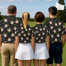 Load image into Gallery viewer, Personalized Face &amp; Name Golf Polo Shirt For Men, Best Dad Golf Shirt, Father's Day Gift Polo|Black NBT662