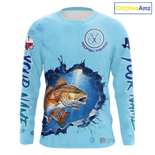 Load image into Gallery viewer, Custom Redfish Fishing Long Sleeve Tournament Shirts, Redfish Saltwater Fishing Apparel | Blue NBT686