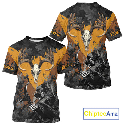 Deer Hunting Grim Reaper Camo Custom Name 3D All Over Print Shirts Personalized Gift NBT302