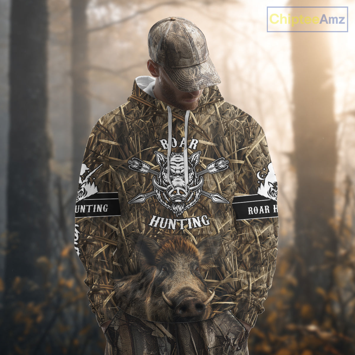 Personalized Wild Boar Hunting Camouflage Customize Name 3D All Over Printed Boar Hunting Shirts NBT104