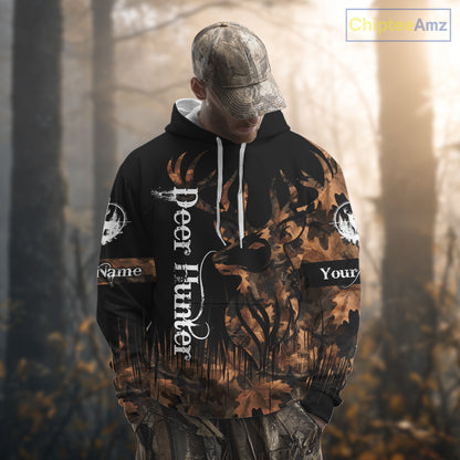 Personalized Deer Hunting Brown Camouflage Pattern with Big Buck Shirt, Big Game Clothes for Deer Hunters NBT75