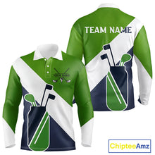 Load image into Gallery viewer, Green &amp; Blue Golf Bag Mens Golf Polo Shirts Custom Golf Shirts, Golf Attire For Men NBT576