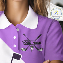 Load image into Gallery viewer, Purple Golf Bag Womens Golf Polo Shirts Custom Golf Shirts, Golf Attire For Ladies NBT577
