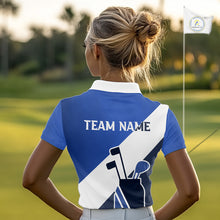 Load image into Gallery viewer, Blue Golf Bag Womens Golf Polo Shirts Custom Golf Shirts, Golf Attire For Ladies NBT579