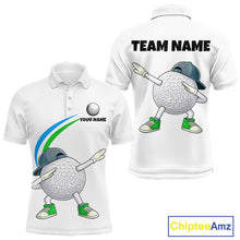 Load image into Gallery viewer, White Funny Golf Ball Custom Team Polo Shirt, Personalized Mens Golf Polo Shirt, Golf Lovers Gift NBT603