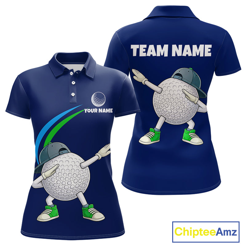 Blue Funny Golf Ball Custom Team Polo Shirt, Personalized Womens Golf Polo Shirt, Golf Lovers Gift NBT604