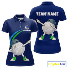 Load image into Gallery viewer, Blue Funny Golf Ball Custom Team Polo Shirt, Personalized Womens Golf Polo Shirt, Golf Lovers Gift NBT604