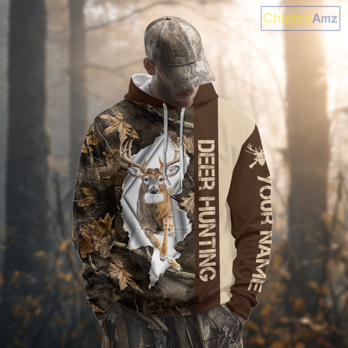 Whitetail Deer Hunting Shirt Forest Camo Custom Name Hunting Clothes For Deer Hunters NBT329