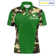 Load image into Gallery viewer, Green Camo Mens Golf Polo Shirts Custom Golf Outfit For Mens, Team Golf Shirts NBT634