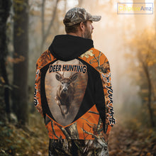Load image into Gallery viewer, Deer Hunting Shirt Orange Camouflage Hoodie, Long Sleeve Custom Name For Men NBT245