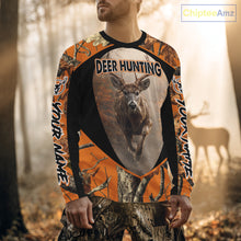 Load image into Gallery viewer, Deer Hunting Shirt Orange Camouflage Hoodie, Long Sleeve Custom Name For Men NBT245