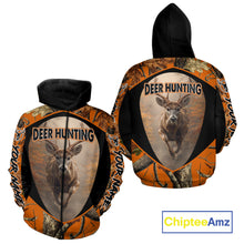 Load image into Gallery viewer, Deer Hunting Shirt Orange Camouflage Hoodie, Long Sleeve Custom Name For Men NBT245
