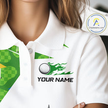 Load image into Gallery viewer, Green And White Golf Pattern Polo Golf Shirt For Women Custom Ladies Golf Clothes, Golf Gifts NBT677