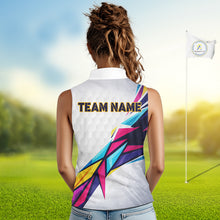 Load image into Gallery viewer, Womens Sleeveless Golf Polo Shirts Custom Name Golf Shirts For Women, White Golf Shirts, Gift For Golf Lovers NBT549