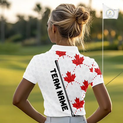 Custom Canadian Flag Womens Golf Polo Shirt Custom Maple Leaves Canada Golf Shirt For Ladies, Golf Gifts NBT556