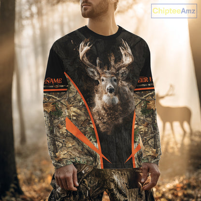 Personalized Whitetail Deer Hunting Shirt Brown Camo Custom Name, Deer Hunting Clothes NBT280