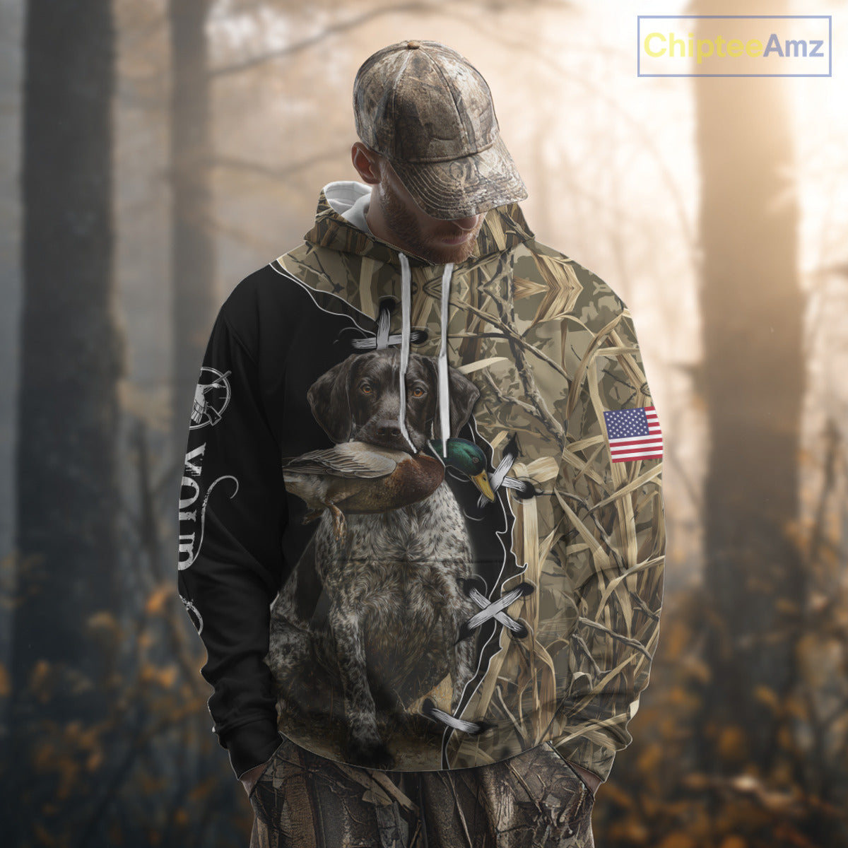 Duck Hunting with German Wirehaired Pointer Customize Name 3D All Over Printed Shirts Personalized Gift NBT151