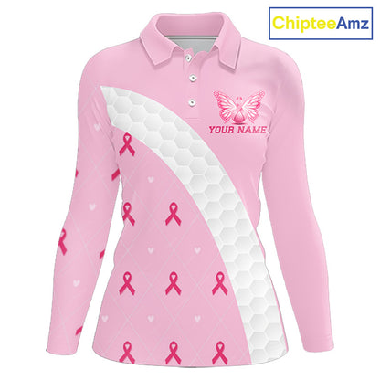 Golf Against Cancer Pink Golf Icon Men's Polo Shirt, Breast Cancer Awareness Womens Golf  Shirt, Golf Gifts NBT530