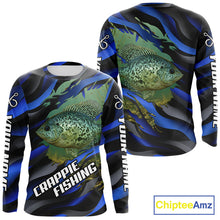Load image into Gallery viewer, Custom Crappie Fishing Blue Camo Long Sleeve Fishing Shirts, Crappie Fishing Shirts NBT390