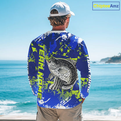 Custom Crappie Fishing Camo Fishing Shirts Long Sleeve, Crappie Tournament Fishing Shirts NBT440