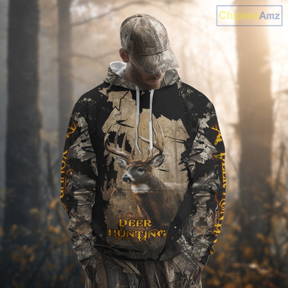 Personalized Deer Hunting 3D All Over Printed Hoodie Brown Camo, Hunting Gift NBT306