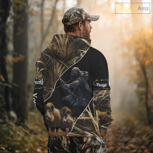 Wild Boar Bow Hunting Grim Reaper Camouflage 3D Shirts, Custom Boar Shirt NBT202