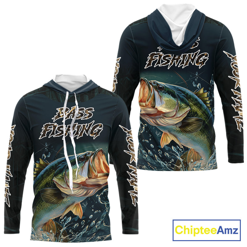 Largemouth Bass Fishing Hood Grass Camo, Bass Fishing Tournament Jerseys NBT362