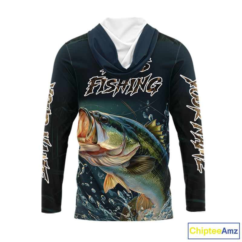 Largemouth Bass Fishing Hood Grass Camo, Bass Fishing Tournament Jerseys NBT362