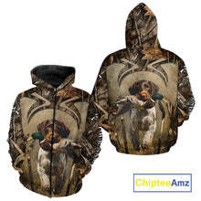 Load image into Gallery viewer, Mallard Duck Hunting German Wirehaired Pointer Dog Camouflage Shirts for Hunters NBT211