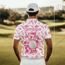 Load image into Gallery viewer, Pink Western Cowgirl Mens Golf Polo Shirts, Cute Cowgirl Golf Shirts, Funny Country Style Shirt NBT476