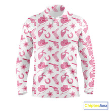Load image into Gallery viewer, Pink Western Cowgirl Mens Golf Polo Shirts, Cute Cowgirl Golf Shirts, Funny Country Style Shirt NBT476