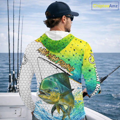 Mahi Mahi Custom Fishing Shirts With Hood, Saltwater Fishing Clothing, Fishing Jerseys NBT425