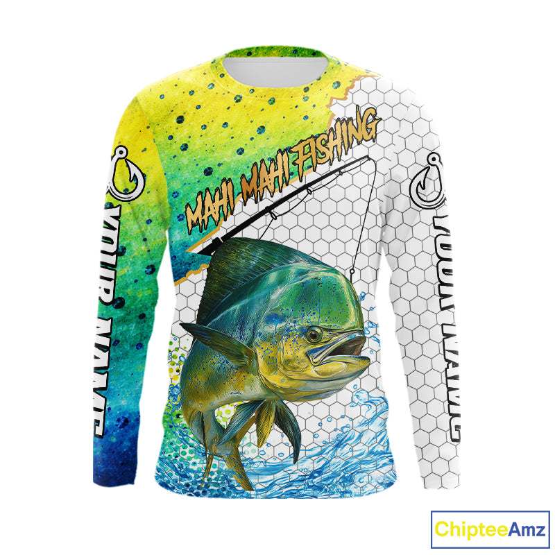Mahi Mahi Custom Fishing Shirts Long Sleeve, Saltwater Fishing Clothing, Fishing Jerseys NBT425