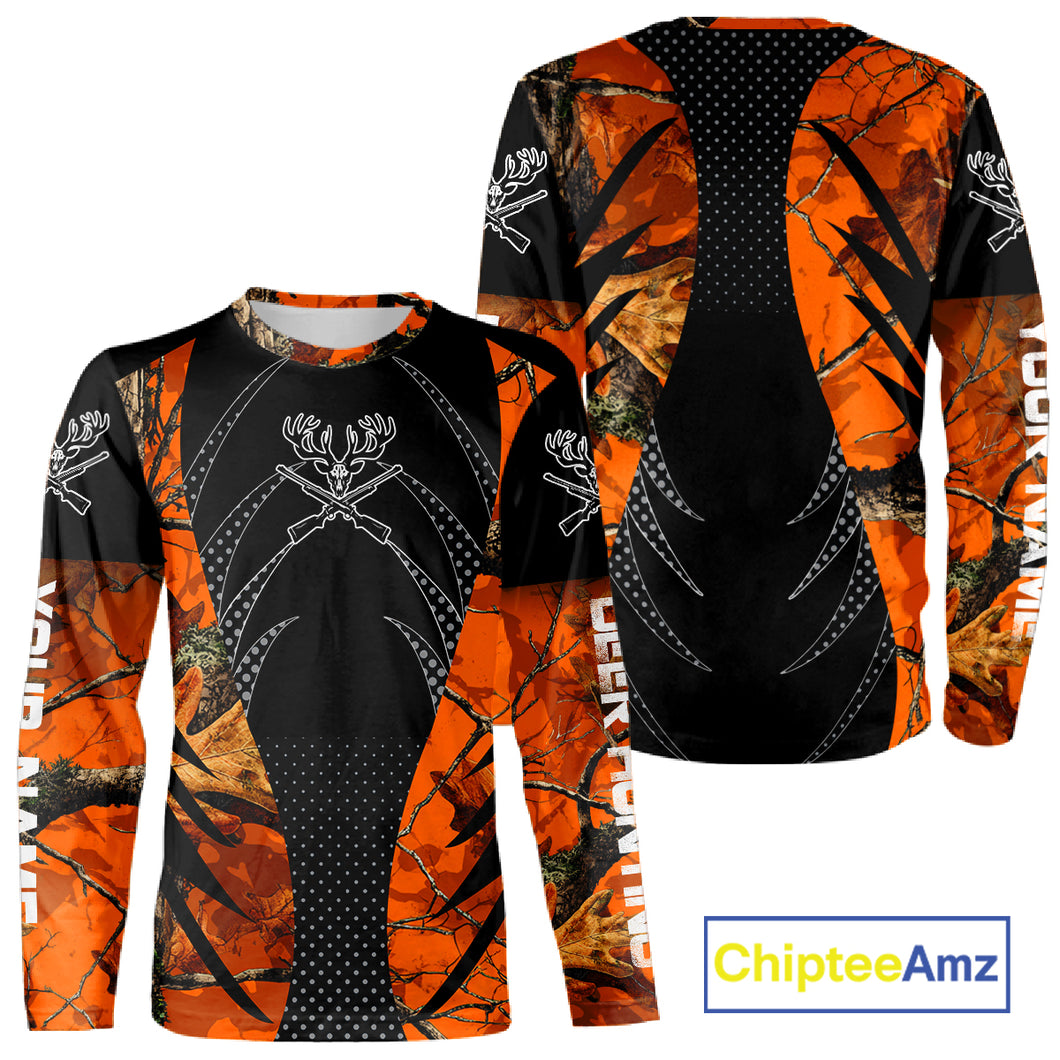 Personalized Deer Hunting Orange Camo 3D Printed Shirts, Hunting Gift Ideas for Hunter NBT237