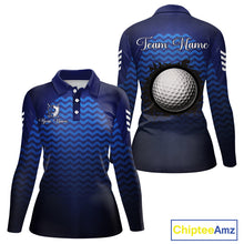 Load image into Gallery viewer, Personalized Golf Polo Shirt For Womens Custom Blue Camo Golf Attire For Women, Golf Gifts For Ladies NBT537