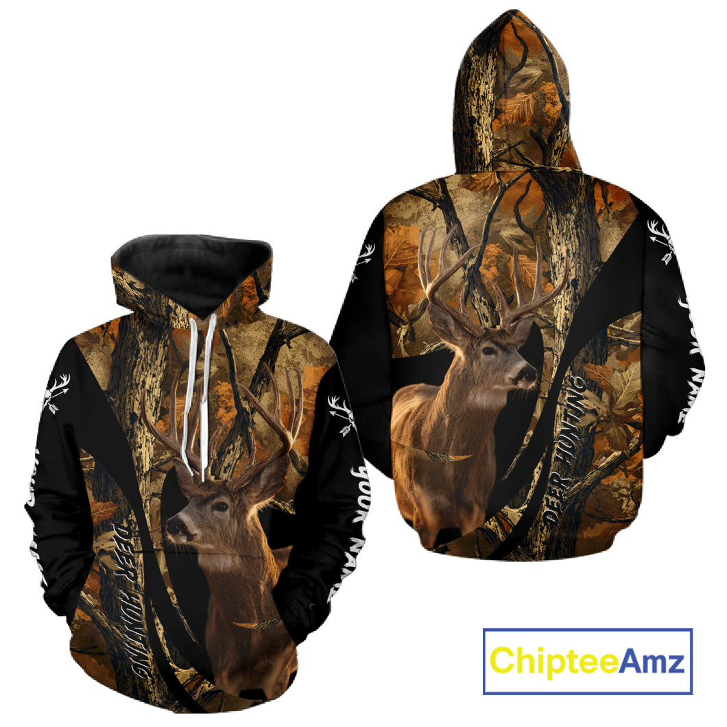 Whitetail Deer Hunting Shirt Custom Name Fall Camo, Season Deer Hunting Clothes For Men NBT252