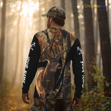 Load image into Gallery viewer, Whitetail Deer Hunting Shirt Custom Name Fall Camo, Season Deer Hunting Clothes For Men NBT252
