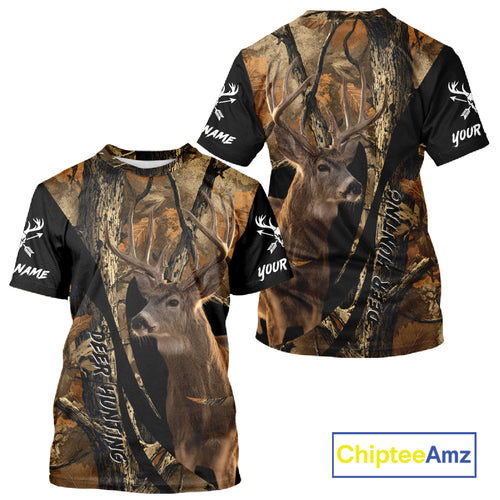 Whitetail Deer Hunting Shirt Custom Name Fall Camo, Season Deer Hunting Clothes For Men NBT252