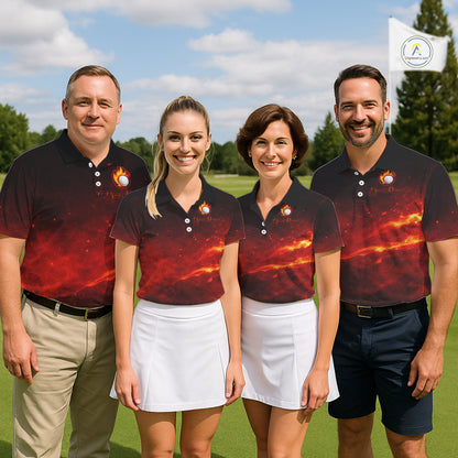Mens Golf Polo Shirts Golf Ball Fire Custom Name, Golf  Shirts For Men, Mens Golf Top NBT548