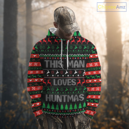 Deer Hunting Funny Ugly Christmas Sweatshirt Full Print Shirts Christmas Pattern, Christmas Gift NBT301