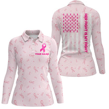 Load image into Gallery viewer, Cute Ribbon Breast Cancer Awareness Pink Golf Polo Shirts American Flag Golf Shirts For Women LDT0501