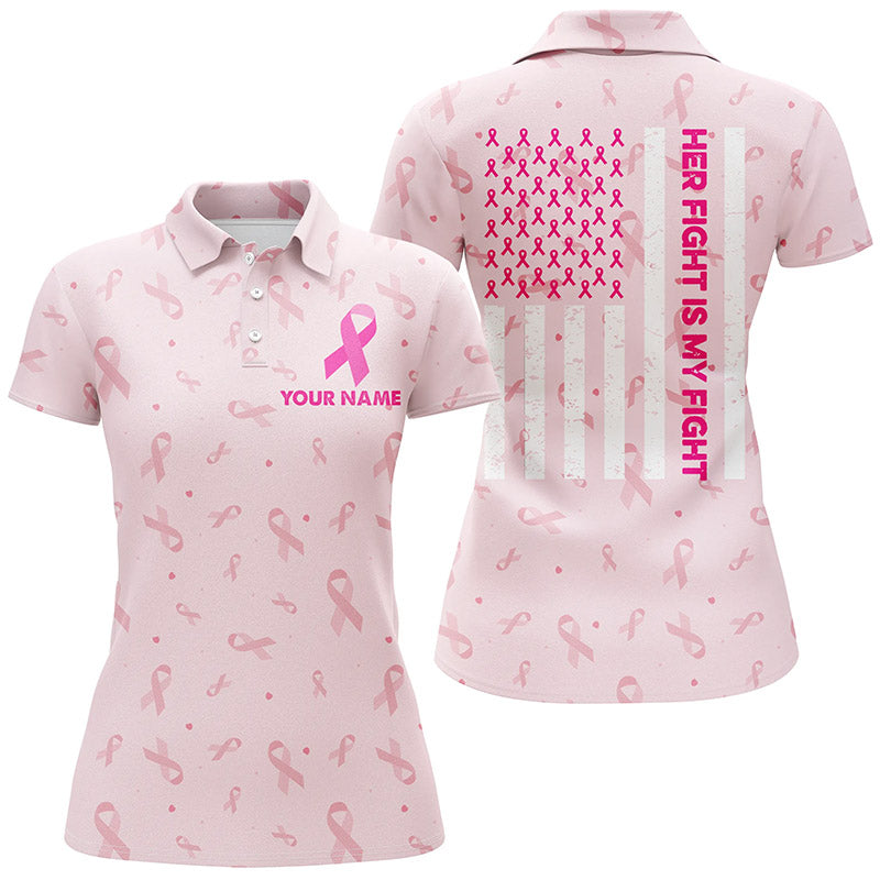 Cute Ribbon Breast Cancer Awareness Pink Golf Polo Shirts American Flag Golf Shirts For Women LDT0501