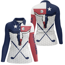Load image into Gallery viewer, Golf Texas Longhorn Skull Polo Shirt Texas Flag Golf Shirts For Women Patriotic Golf Gifts LDT0547