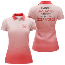 Load image into Gallery viewer, I'm Not Swearing I'm Using My Golf Words Gradient Orange Golf Polo Shirts For Women LDT0387